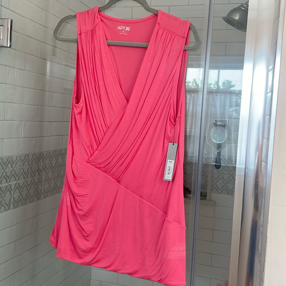 Pink ruffled tank top
